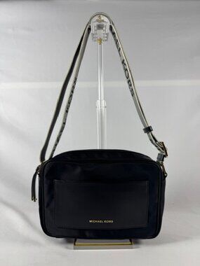 NWT Michael Kors Black Jet Set Large Gabardine Logo Crossbody Bag